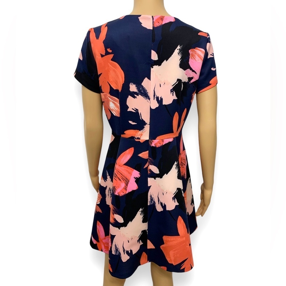 Vince Camuto Coral Pink Floral Flare Cocktail Mini Dress Women’s size 8P - Picture 6 of 12